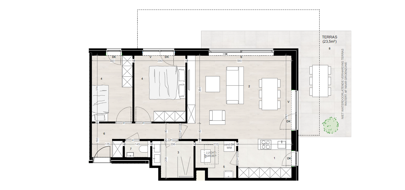 Parkappartement gebouw A Gelijkvloers Appartement 1