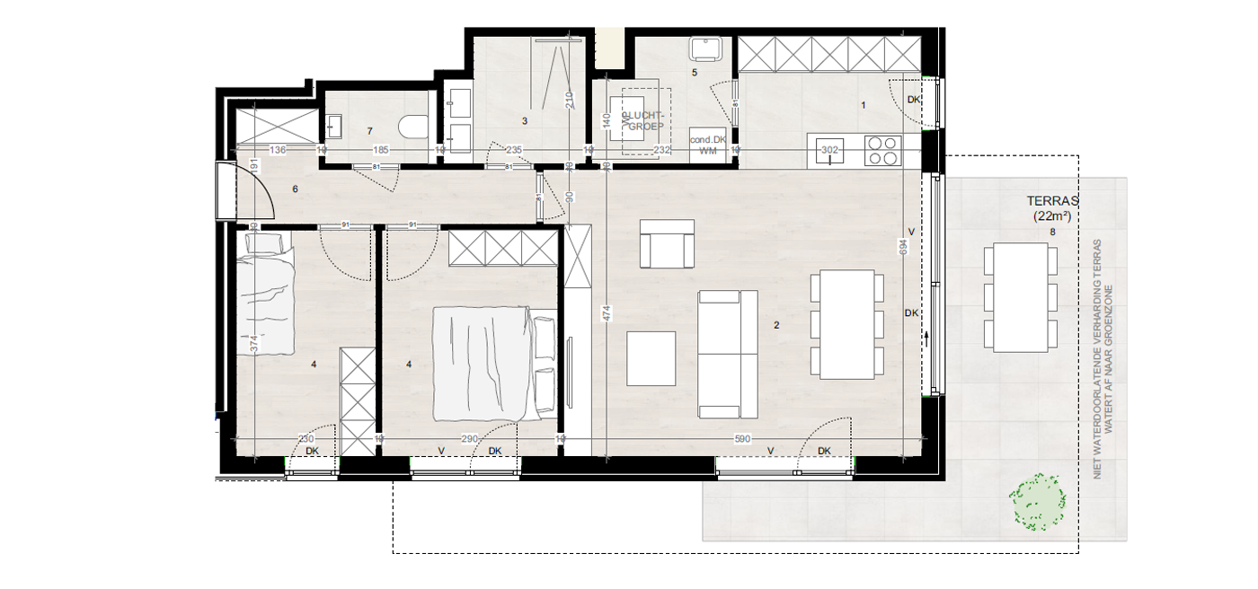 Parkappartement gebouw A Gelijkvloers Appartement 4