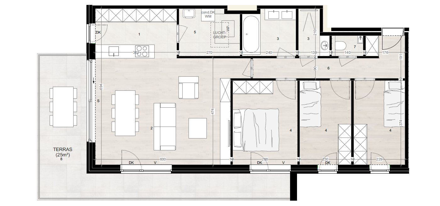 Parkappartement gebouw A Verdieping 1 Appartement 1