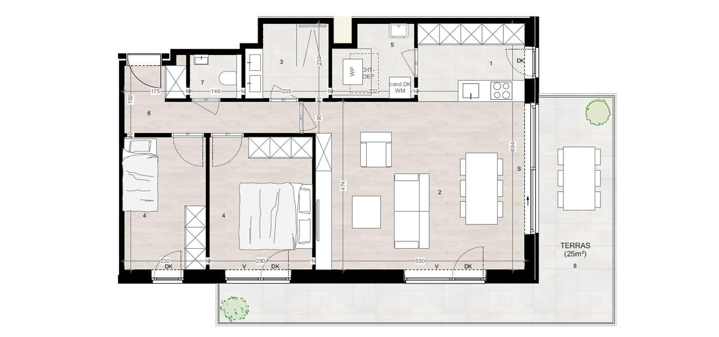 Parkappartement gebouw A Verdieping 1 Appartement 1