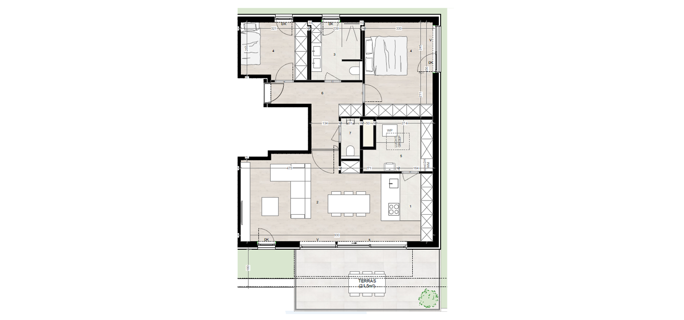 Parkappartement gebouw A Verdieping 2 Appartement 1