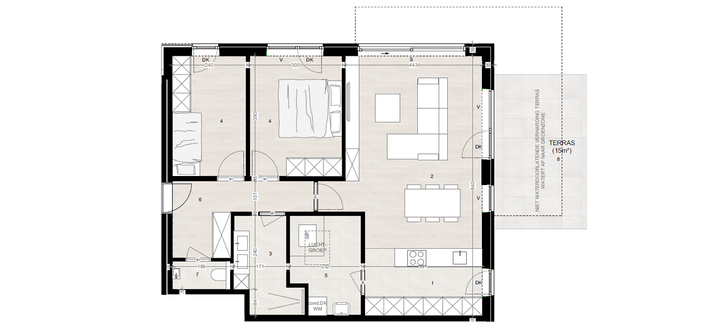 Parkappartement gebouw B Gelijkvloers Appartement 1