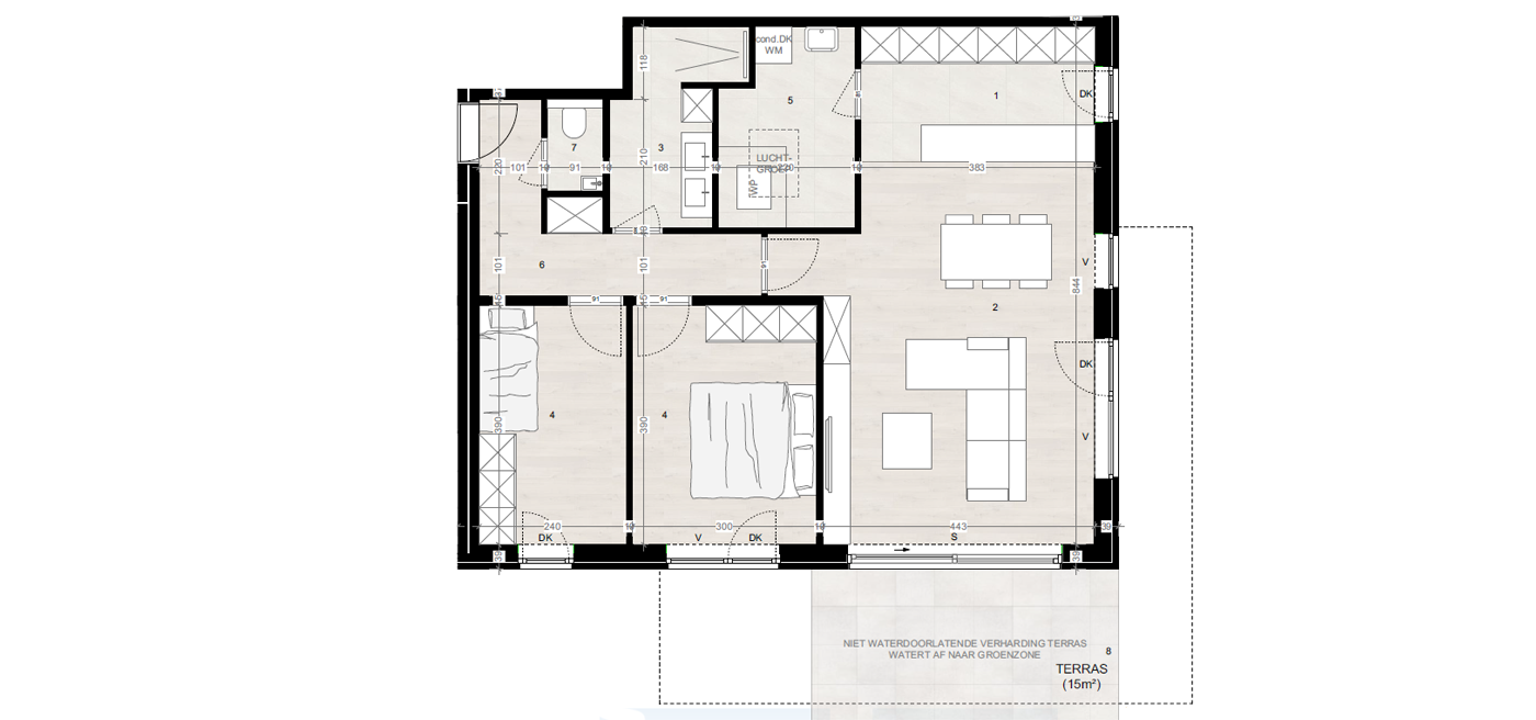 Parkappartement gebouw B Gelijkvloers Appartement 2