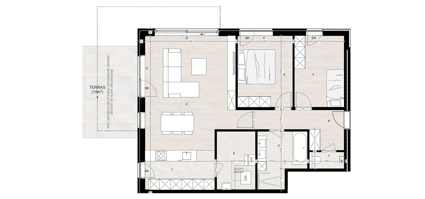 Parkappartement gebouw B Gelijkvloers Appartement 4