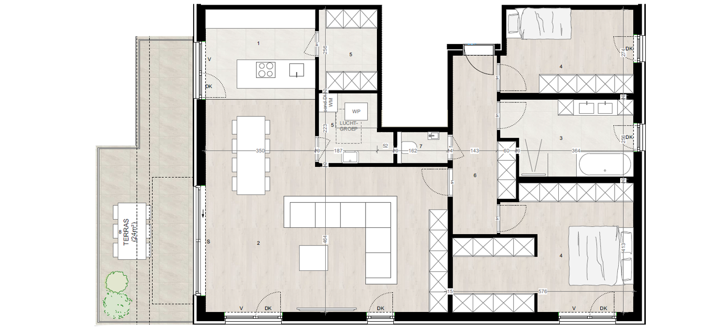 Parkappartement gebouw B Verdieping 2 Appartement 1