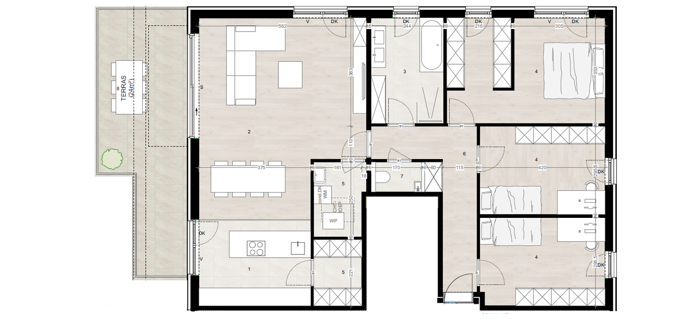 Parkappartement gebouw B Verdieping 2 Appartement 1