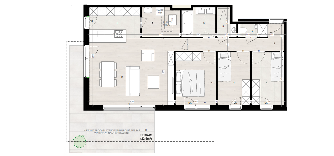 Parkappartement gebouw cC Gelijkvloers Appartement 2