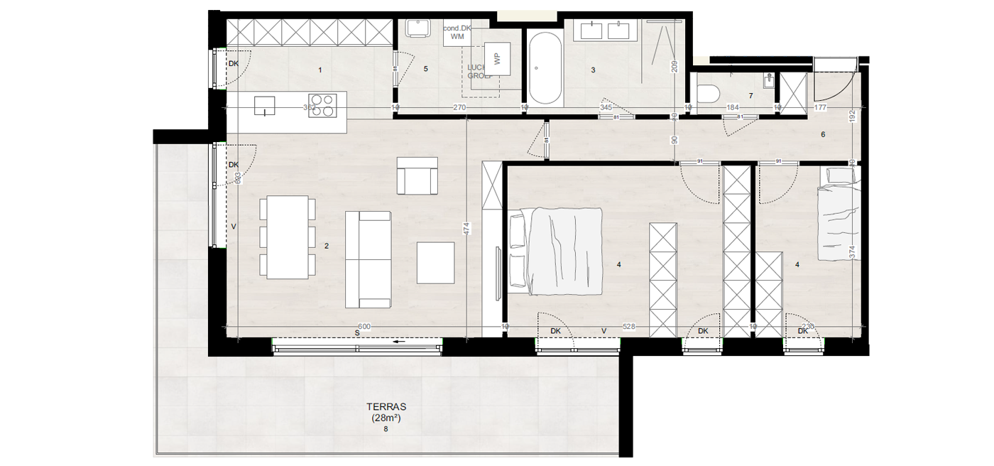 Parkappartement gebouw C Verdieping 1 Appartement 1