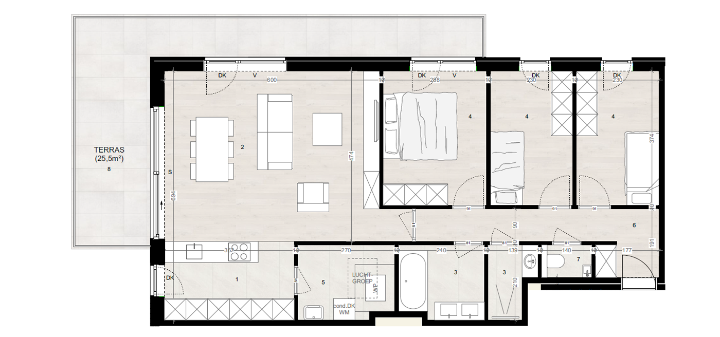 Parkappartement gebouw C Verdieping 1 Appartement 1